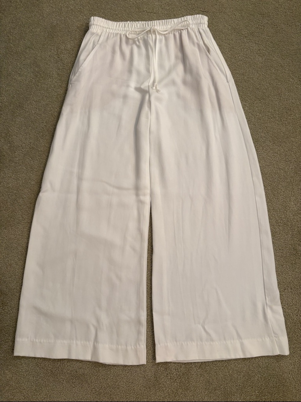 Karen Kane White Elastic Waist Wide-Leg Pants size XS